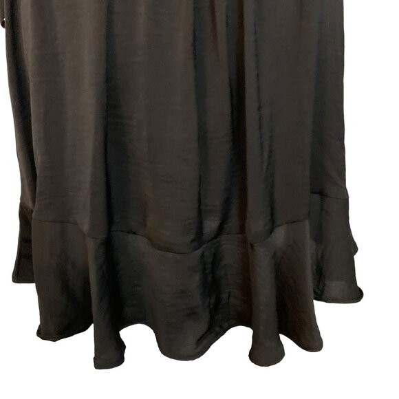 Express Black Ruffle Tie Wrap Dress XL Petite Sleeveless Spaghetti Strap Smocked - Picture 12 of 13